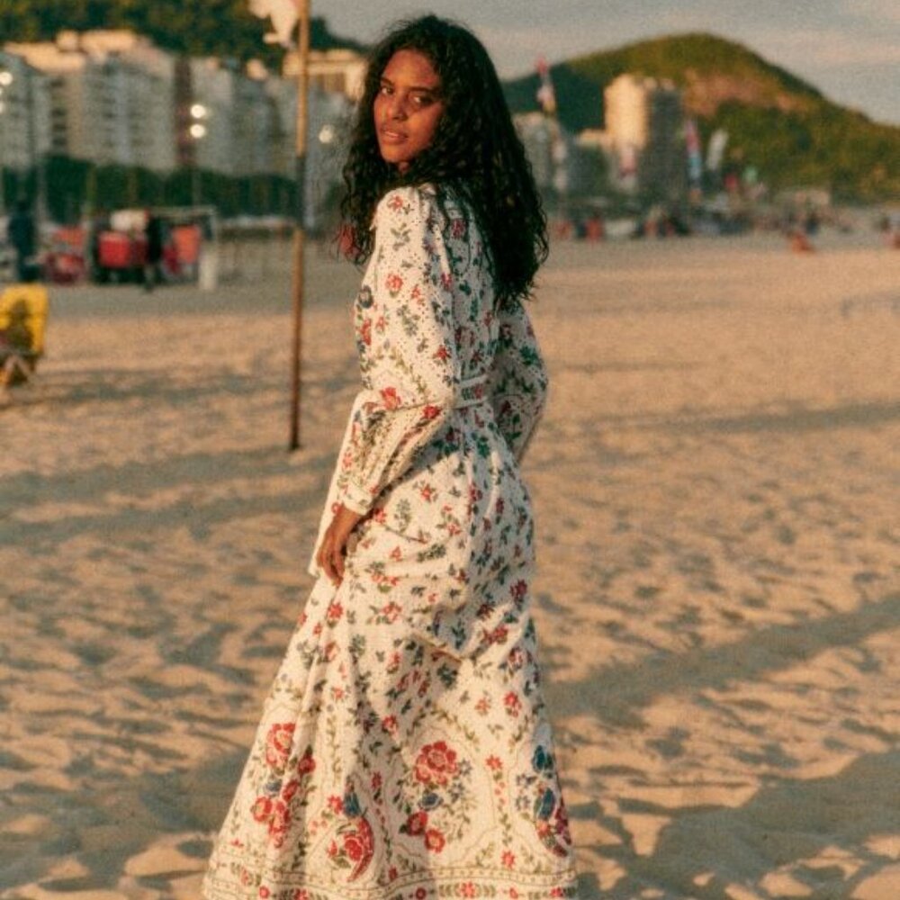 Farm Rio x Sezane Bella Maxi Dress Size 4 US / UK 8 / FR 36 NWT Never Worn